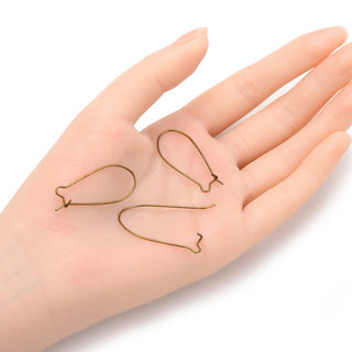 100pcs Earring Hooks Kidney Ear Wire, Antique Bronze Plated Brass, Size Selections: 18mm/25mm/30mm/36mm/43mm/47mm