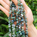 Natural Moss Agate Gemstone Smooth Tumbled Pebble Beads, Irregular, 8mm-10mm, Hole ID 1mm, 1 Strand/15 Inch, GZ3-4
