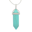 1pc Natural Green Howlite Imitation Turquoise Gemstone Pendant Necklace, 18 Inch Surgical Stainless Steel Chain, GGP-C22
