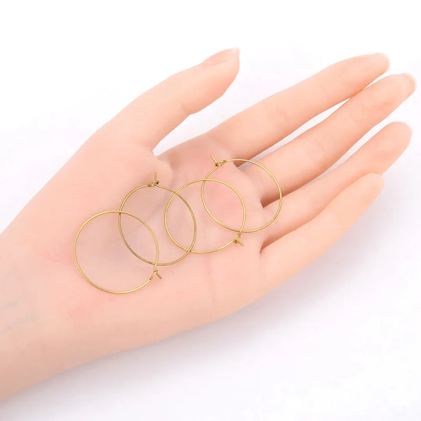 50pcs Raw Brass Round Circle Hoops, 0.7mm/21 Gauge, Unplated/Uncoated, Size Selections: 20mm/30mm/40mm/50mm/60mm