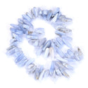 Natural Blue Lace Agate Gemstone Stick Point Beads, Irregular, 7mm-23mm Long, Hole ID 1mm 1 Strand/15 Inch, GZ5-24