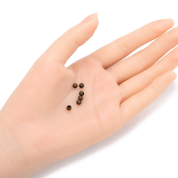 500pcs Small Tiny Stardust Round Beads, Antique Bronze Plated Brass, Tarnish Resistant, 4mm, Hole ID 1.5mm, CF212-4