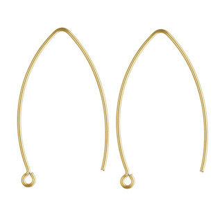 4pcs Real 1/20 14K Gold Filled V Shape Marquise Earring Hooks, 32mm, 0.8mm/20 Gauge, JK1-M8