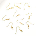 100pcs Fish Earring Hooks Ear Wire, 18K Yellow Gold Plated Brass, 0.7mm/21 Gauge, 18mm Long CF20-2