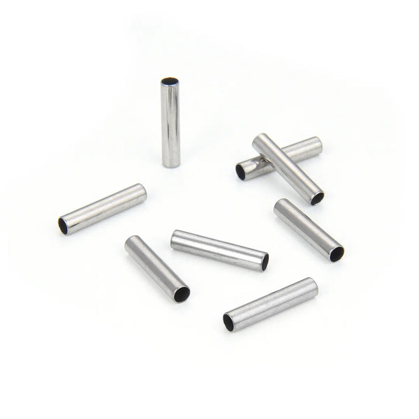 100pcs 304 Stainless Steel Round Tube Connectors – 15mm Length, 2.4mm Hole, Sleek Finish