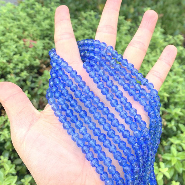 200pcs Creative Club Faceted Round Crystal Glass Beads, Light Sapphire Blue, 6mm (0.24 inch), Hole ID 1mm, CC2R614