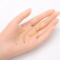 100pcs Curved Noodle Tube Beads, 18K Yellow Gold Plated Brass, Hole ID 1.5mm, Size Selections: 25mm/30mm/35mm/40mm/50mm