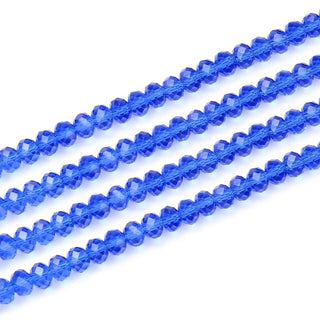 500pcs Creative Club Faceted Rondelle Crystal Glass Beads, Sapphire Blue, 6x4mm, Hole ID 1mm, CCR613