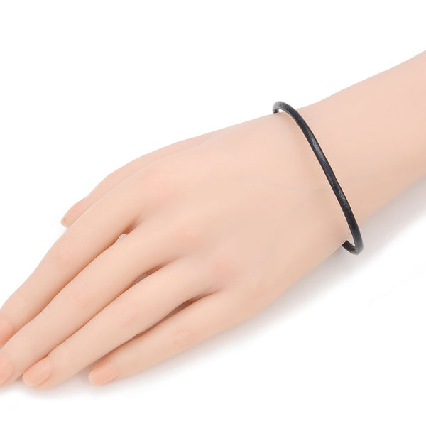 1pc Black Leather Cord Necklace, Sterling Silver Clasp, 3mm Diameter, Length Selections: 7 inch/7.5 inch/8 inch