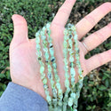Natural Green Prehnite Crystal Gemstone Oval Tumbled Pebble Beads, Irregular, 6mm to 8mm, Hole ID 1mm, 15 Inch/1 Strand, GZ11-12