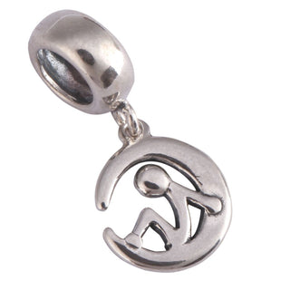 Solid 925 Sterling Silver Sitting on the Moon Blessed Bead Charm