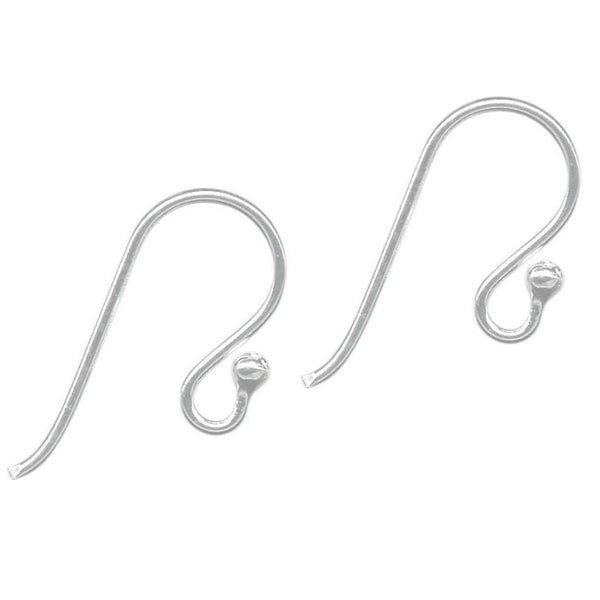 50pcs Ball End Fish Earring Hooks, Sterling Silver Plated Brass, 22mm Long, Wire Gauge Selections: 0.7mm/21 Gauge or 0.9mm/19 Gauge