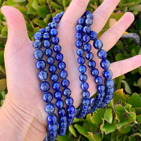 Natural Blue Lapis Lazuli Gemstone Round Beads, 15 Inch/1 Strand, Size Selections: 6mm/8mm/10mm