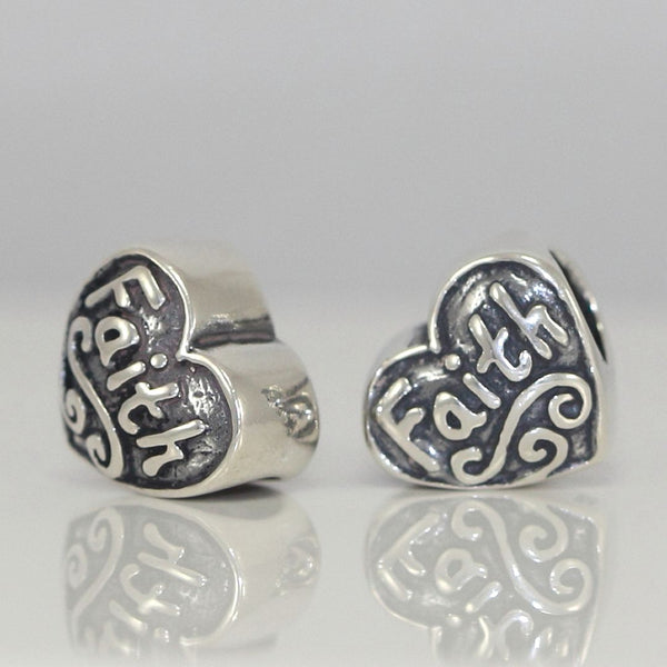 1pc 1pc Real 925 Sterling Silver Faith Religious Love Heart Bead Charm, Compatible with Pandora All Other Charm Bracelet, EC7-B4