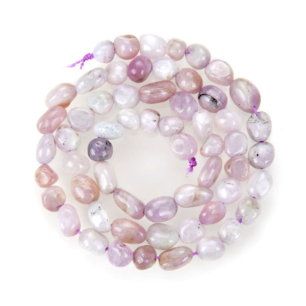 Natural Kunzite Gemstone Oval Tumbled Pebble Beads, Irregular, 6mm to 8mm, Hole ID 1mm, 15 Inch/1 Strand, GZ11-23