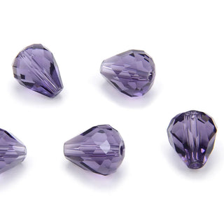 24pcs Adabele Austrian Faceted Teardrop Crystal Beads #5500, Tanzanite Purple, 12mm x 10mm, Hole ID 1.2mm, SST-1226