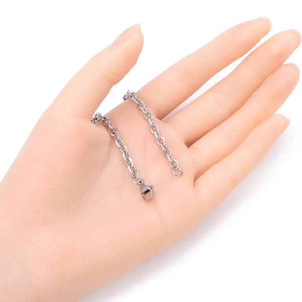 5pcs 304 Stainless Steel 4.2mm Diamond Cut Round Cable Chain Necklaces – 18 Inch