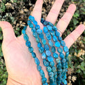Natural Blue Apatite Gemstone Oval Tumbled Pebble Beads, Irregular, 8mm to 10mm, Hole ID 1mm, 15 Inch/1 Strand, GZ12-18