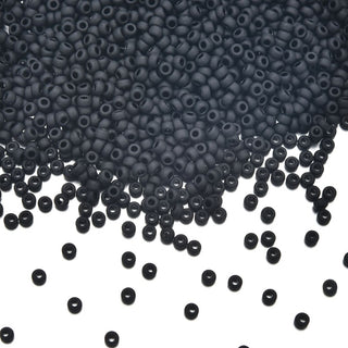50g Miyuki Rocaille 8/0 Round Seed Beads Opaque Matte Black RR-401F