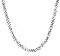 1pc 925 Sterling Silver Diamond Cut Curb Link Chain Necklace, Tarnish Resistant Rhodium Plated, 4mm, Large Thick Strong, Length Selections: 16/18/20/26/28 Inch