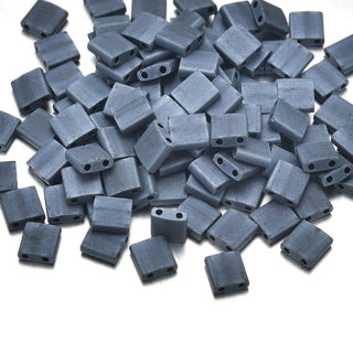 10g Miyuki Full Tila Square Seed Beads 5x5mm, Matte Gunmetal Blue (TL2001)