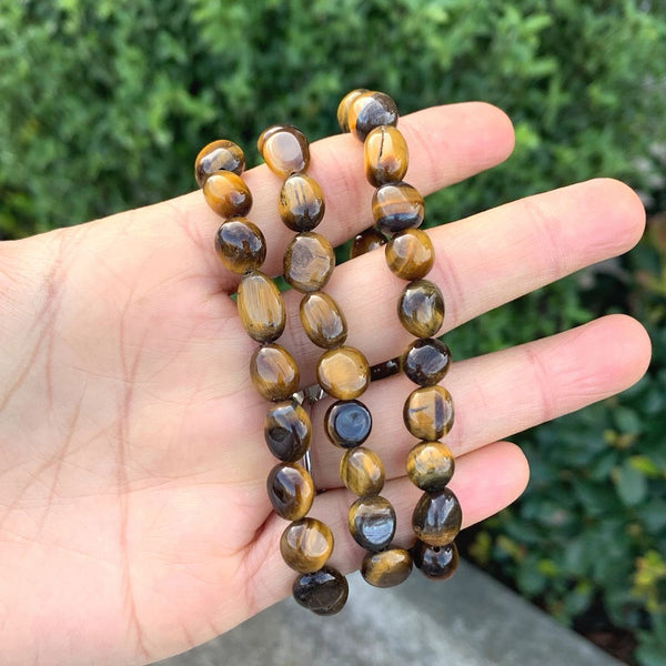 1 Strand Stretch Natural Yellow Tiger Eye Free Form Gemstone Bracelet, 7-10mm Beads, Length Selections: 7 inch/7.5 inch