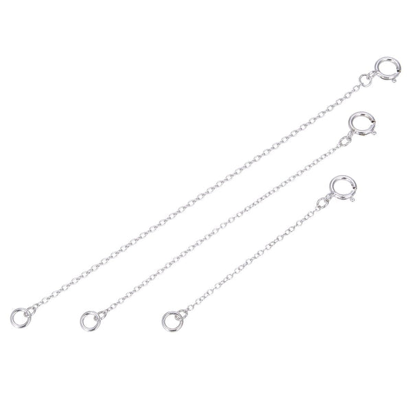 2pcs Sterling Silver Chain Extender with Clasp, Rhodium Plated Chain Extension, Thin Small, Length Selections: 2 inch/3 inch/4 inch/5 inch/6 inch