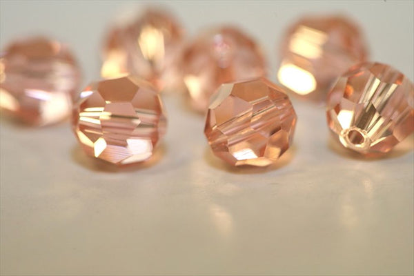 50pcs Adabele Austrian Faceted Round Crystal Beads #5000, Light Padparadscha Pink, Size Selections: 4mm/6mm/8mm/10mm