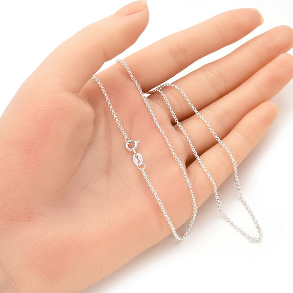 1pc 925 Sterling Silver Rolo Link Chain Necklace, 1.5mm, Length Selections: 18 inch/20 inch/22 inch