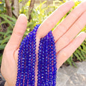 500pcs Creative Club Faceted Rondelle Crystal Glass Beads, Cobalt Blue, 6x4mm, Hole ID 1mm, CCR625