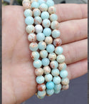 Natural Blue Aqua Terra Jasper Gemstone Round Beads, 15 Inch/1 Strand, Size Selections: 4mm/6mm/8mm/10mm
