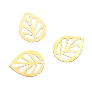 20pcs Raw Brass Leaf Pendant Drop Connector, Unplated/Uncoated, Size Selections: 13.8mm/30mm