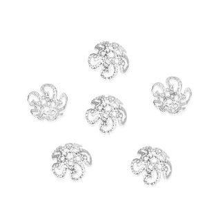 100pcs Pretty Flower Flower Bead Caps, Bead End Caps, Sterling silver Plated Brass, 10mm, CF47-1