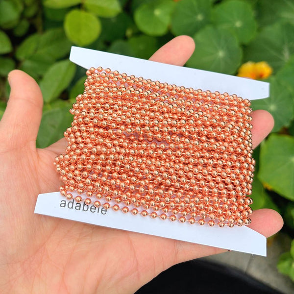 33 Feet Beaded Round Ball Copper Chain, Bright Coppery, 3mm Large Strong CW10-H3