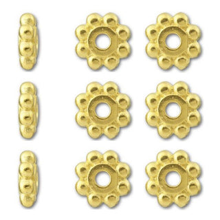 100pcs Tarnish Resistant Small Thin Daisy Flower Rondelle Beads, 18K Yellow Gold Plated Brass, 4.5x0.8mm, Hole ID 1.2mm, BF110-2
