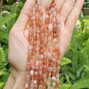 Natural Gold Sheen Sunstone Gemstone Oval Tumbled Pebble Beads, Irregular, 6mm to 8mm, Hole ID 1mm, 15 Inch/1 Strand, GZ11-54