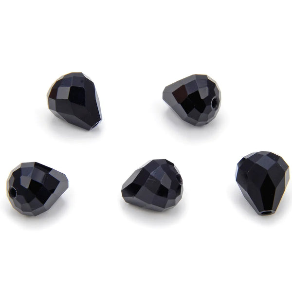 24pcs Adabele Austrian Faceted Teardrop Crystal Beads #5500, Jet Black, 12mm x 10mm, Hole ID 1.2mm, SST-1223