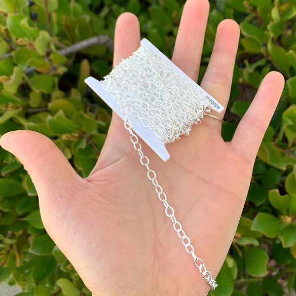 5 Feet 925 Sterling Silver Unfinished Cable Chain Links, 4.2mm, Large, SSK-G3