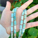 Natural Multi-color Blue Amazonite Gemstone Faceted Tube Beads, 12x7mm, Hole ID 1mm, 15 Inch/1 Strand, GZ8-6