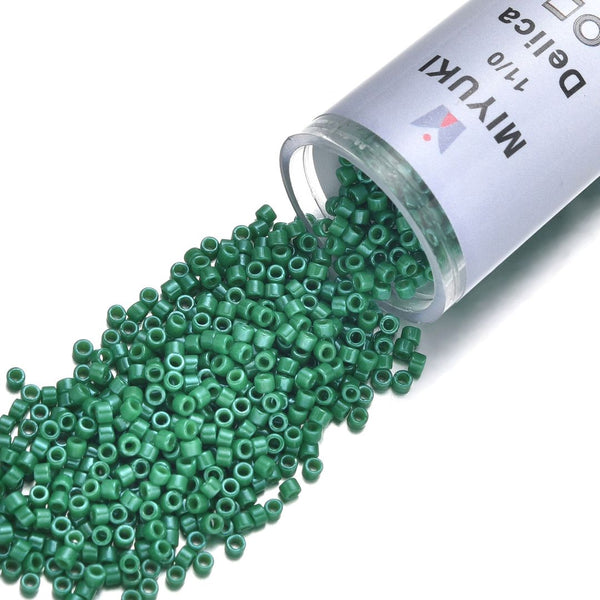 7.5g Miyuki Delica 11/0 Seed Beads, Opaque Kelly Green DB655