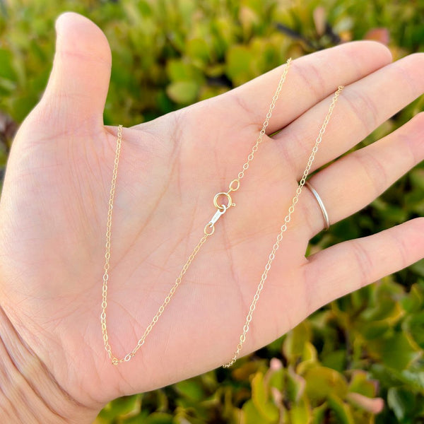 1pc 1/20 14K Gold Filled Diamond-Cut Flat Cable Link Chain Necklace, 1.3mm Width/Small, Non Tarnish, Length Selections: 16 inch/18 inch