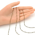 33 Feet Satellite Bead Station Cable Chain Link,  Antique Bronze Plated Copper, 2mm Bead, Thin Small Chain, CA10-E1