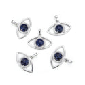 2pcs Natural Blue Sodalite Gemstone Pendants, 33x18mm Evil Eye Stone Drops, G2P-L7