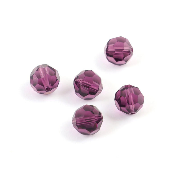 50pcs Adabele Austrian Faceted Round Crystal Beads #5000, Amethyst, Size Selections: 4mm/6mm/8mm/10mm