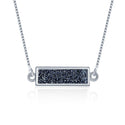 1pc Natural Druzy Crystal Pendant Necklace, Hematite Black Bar Gemstone Pendant, 18 inch Stainless Steel Surgical Chain, GGP23-4