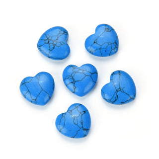4pcs Natural Blue Howlite Imitation Turquoise Heart-shaped Gemstone, 20mm Heart Loose Cut Stones, G3P-H7