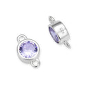 2pcs 925 Sterling Silver 4mm Tiny June Birthstone Links, Tarnish Resistant, Alexandrite Cubic Zirconia Gemstone Connector, SXP6-6