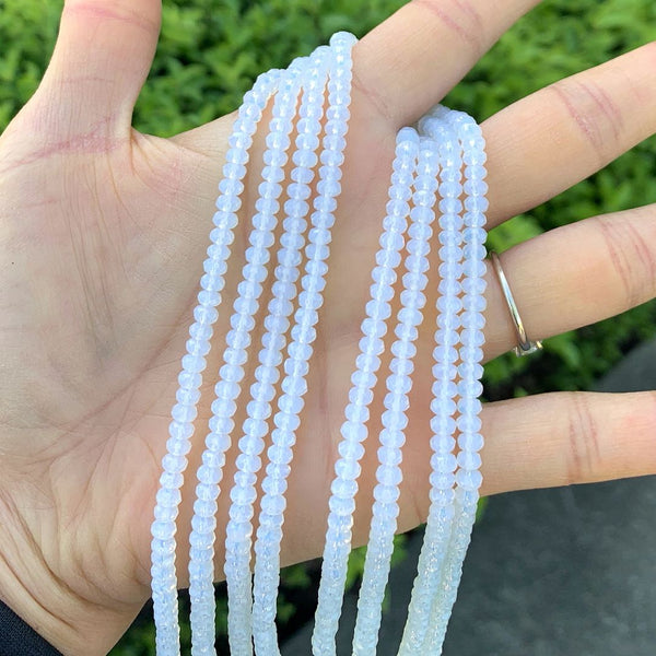 Natural Opal White Quartz Gemstone Faceted Rondelle Beads, 4x2mm/Small, Hole ID 0.9mm, 14 Inch/1 Strand, GH1R-15