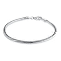 5pcs 3mm Snake Chain Bracelets, Sterling Silver Plated Brass, Size Selections: 7 inch/7.5 inch/8 inch/8.5 inch