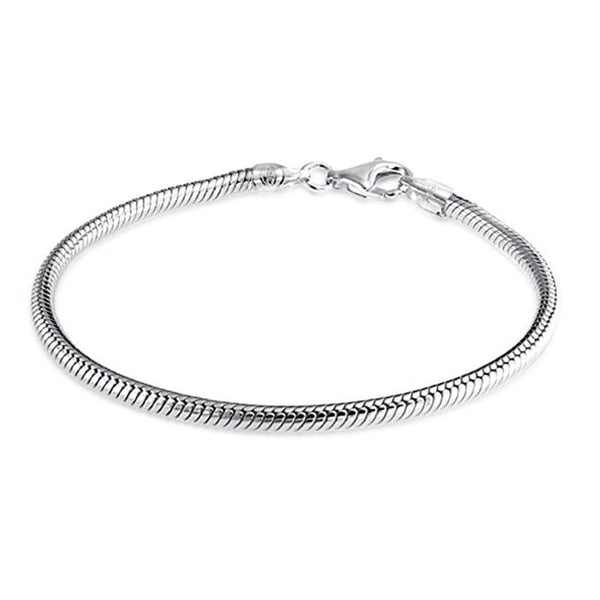 5pcs 3mm Snake Chain Bracelets, Sterling Silver Plated Brass, Size Selections: 7 inch/7.5 inch/8 inch/8.5 inch
